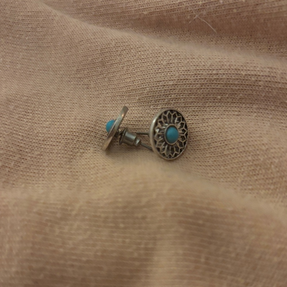 Silver and Turquoise Stud Earrings